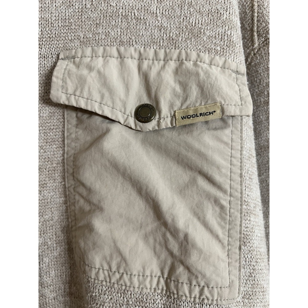 Woolrich Fleece Pullover Mens XXL Beige Heathered 1/4 Snap Mock Neck Sweater - Picture 2 of 4